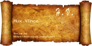 Hux Vince névjegykártya